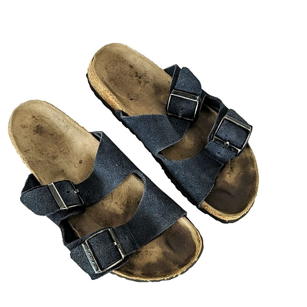 Betula Birkenstock Navy Blue Suede Double Buckle Sandal Fits Women Size 9